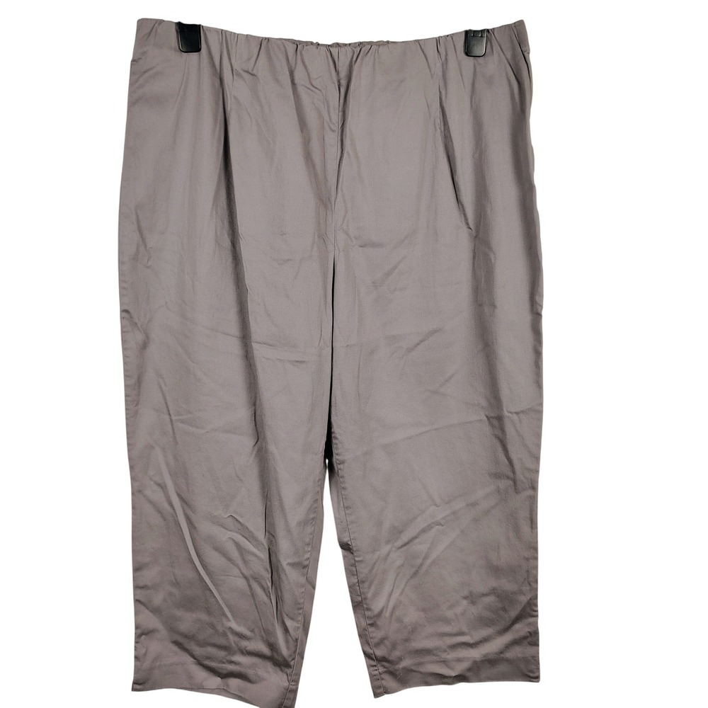 Susan Graver Womens 2X Cropped Pants Gray Cotton Spandex Minimalist Gorpcore